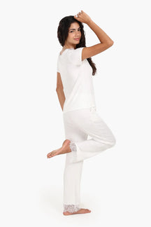 Pyjama Set with Lace Edges