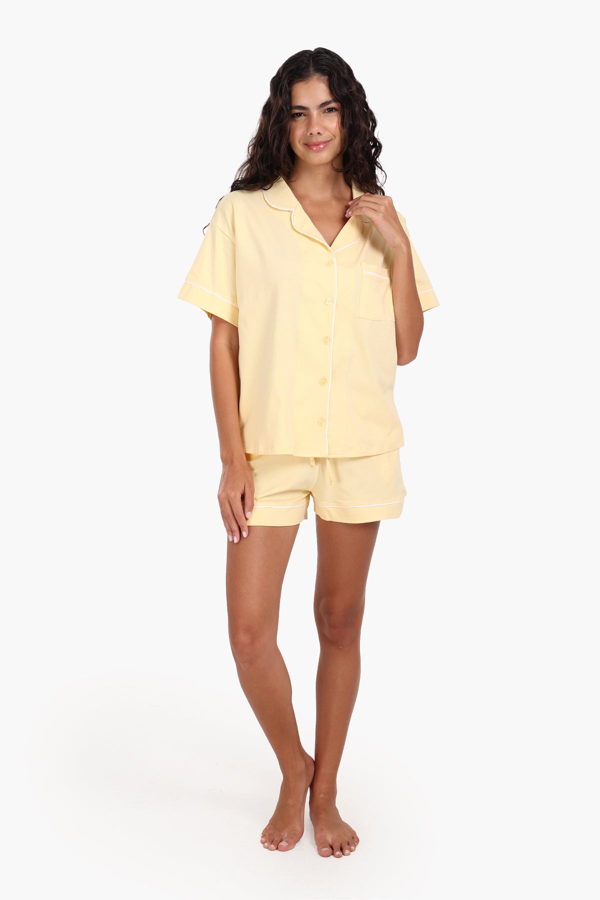 Light Yellow Cotton Pyjama Set