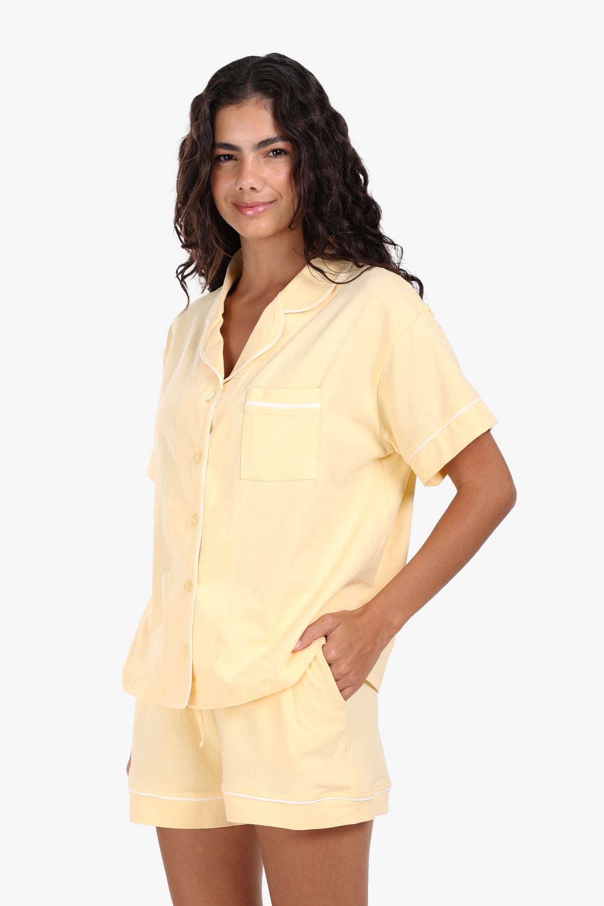 Light Yellow Cotton Pyjama Set