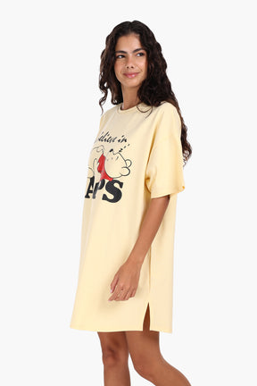 Light Yellow Printed Nightgown
