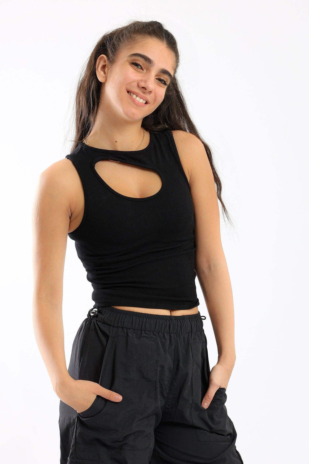 Ribbed Front Cut Out Top - Carina - كارينا