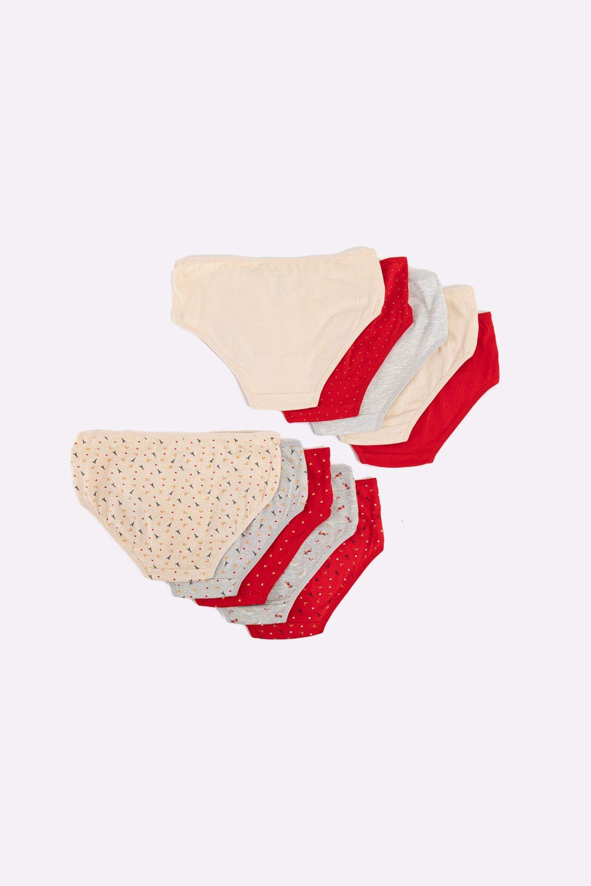Pack of 10 Colored Brief Panties - Carina - كارينا
