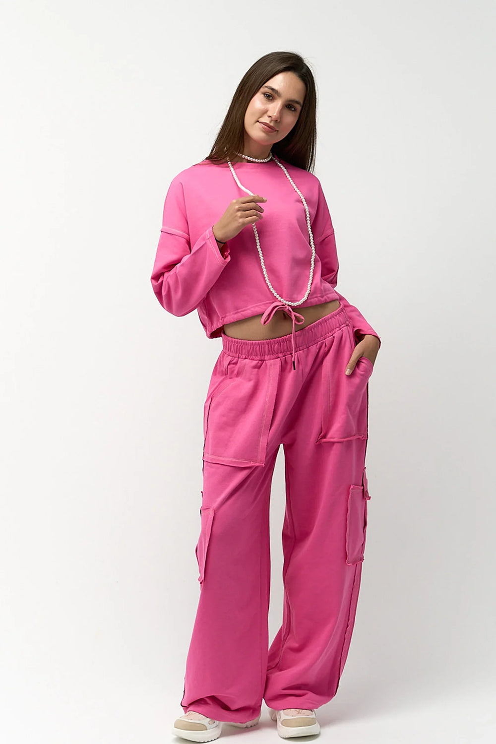 سويتشيرت قصير مريح سادة