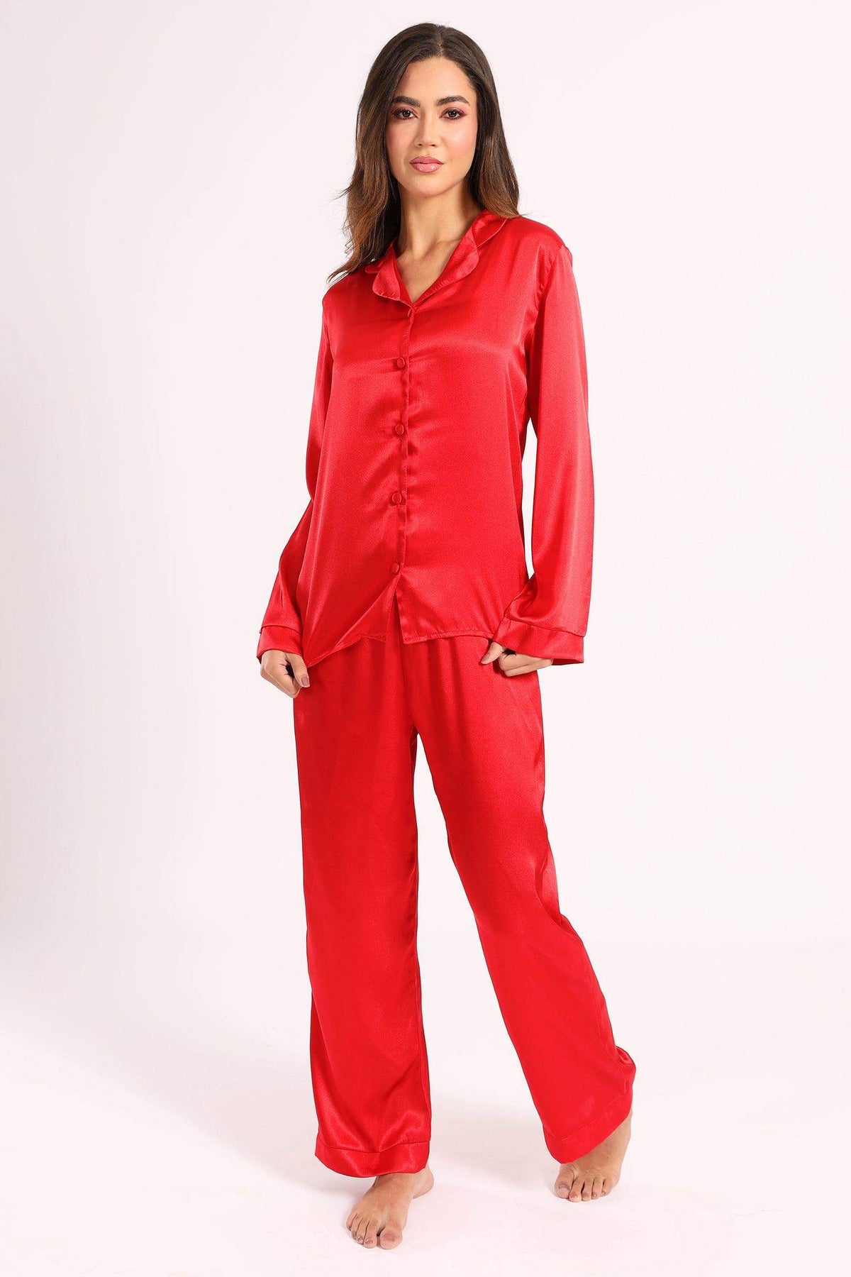 Red Satin Pyjama Set - Carina - كارينا