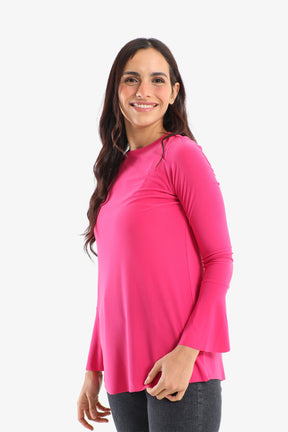 بلوزة فوال بأكمام طويلة بحواف واسعة