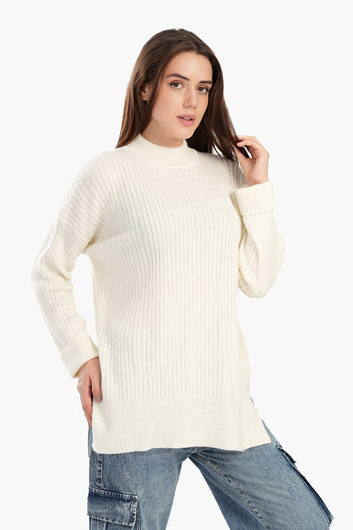 Relaxed Fit Ribbed Pullover