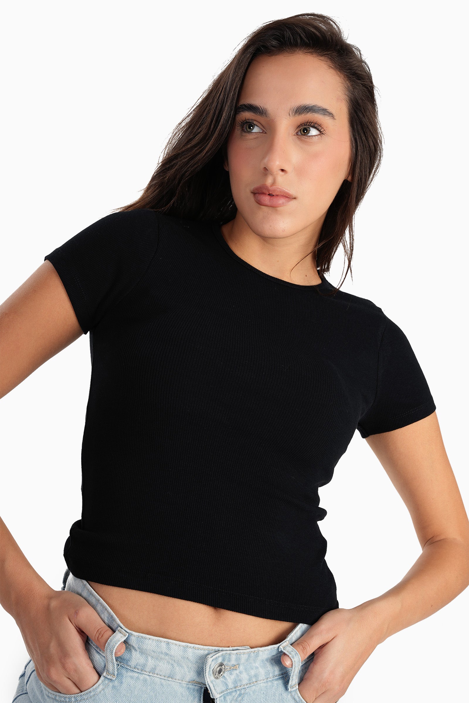 Ribbed Round Neck Top