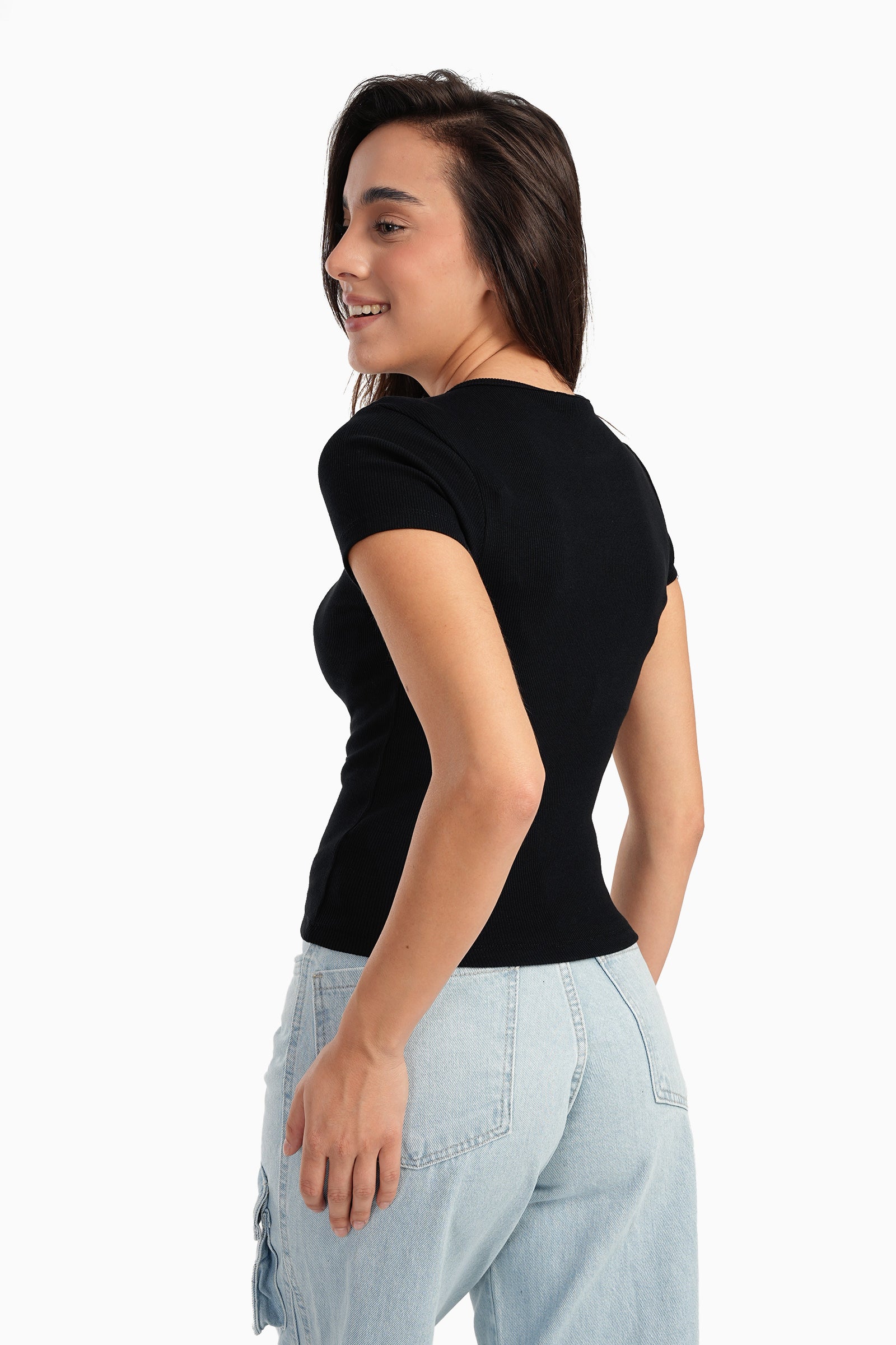 Ribbed Round Neck Top