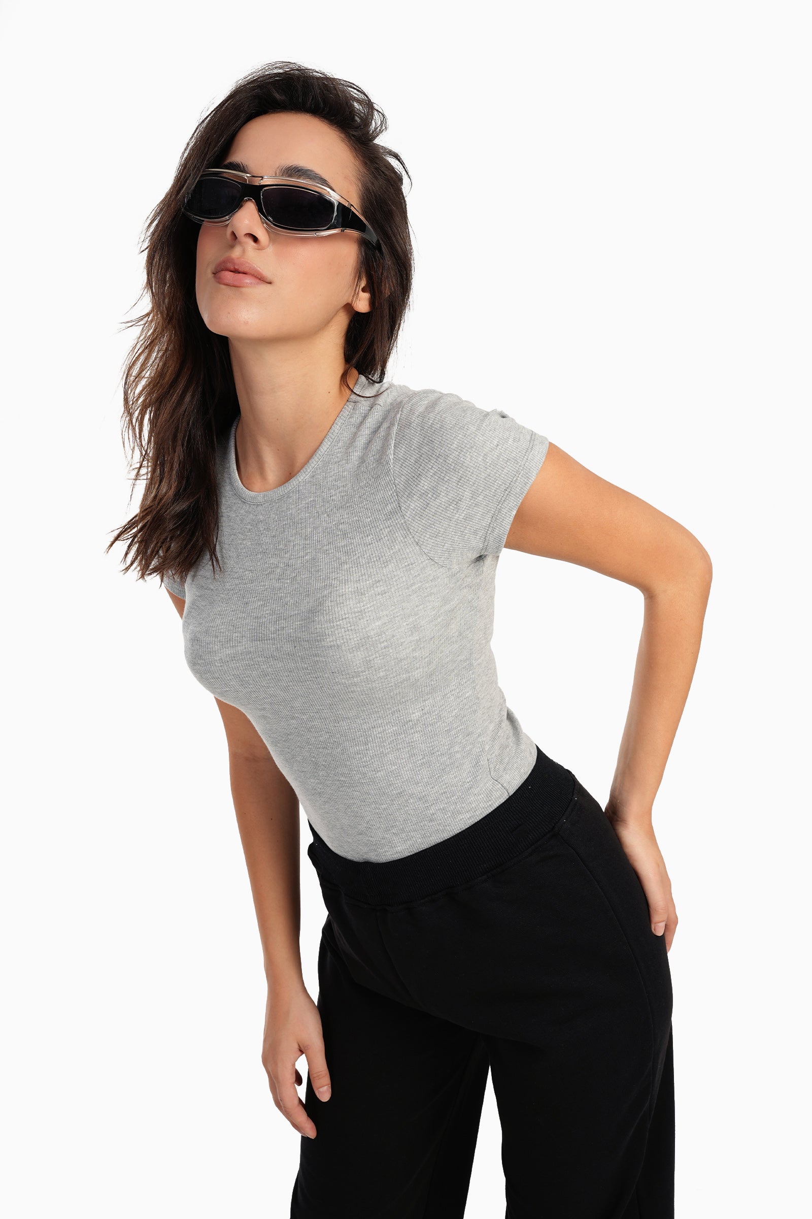 Ribbed Round Neck Top