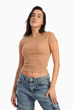 Ribbed Round Neck Top