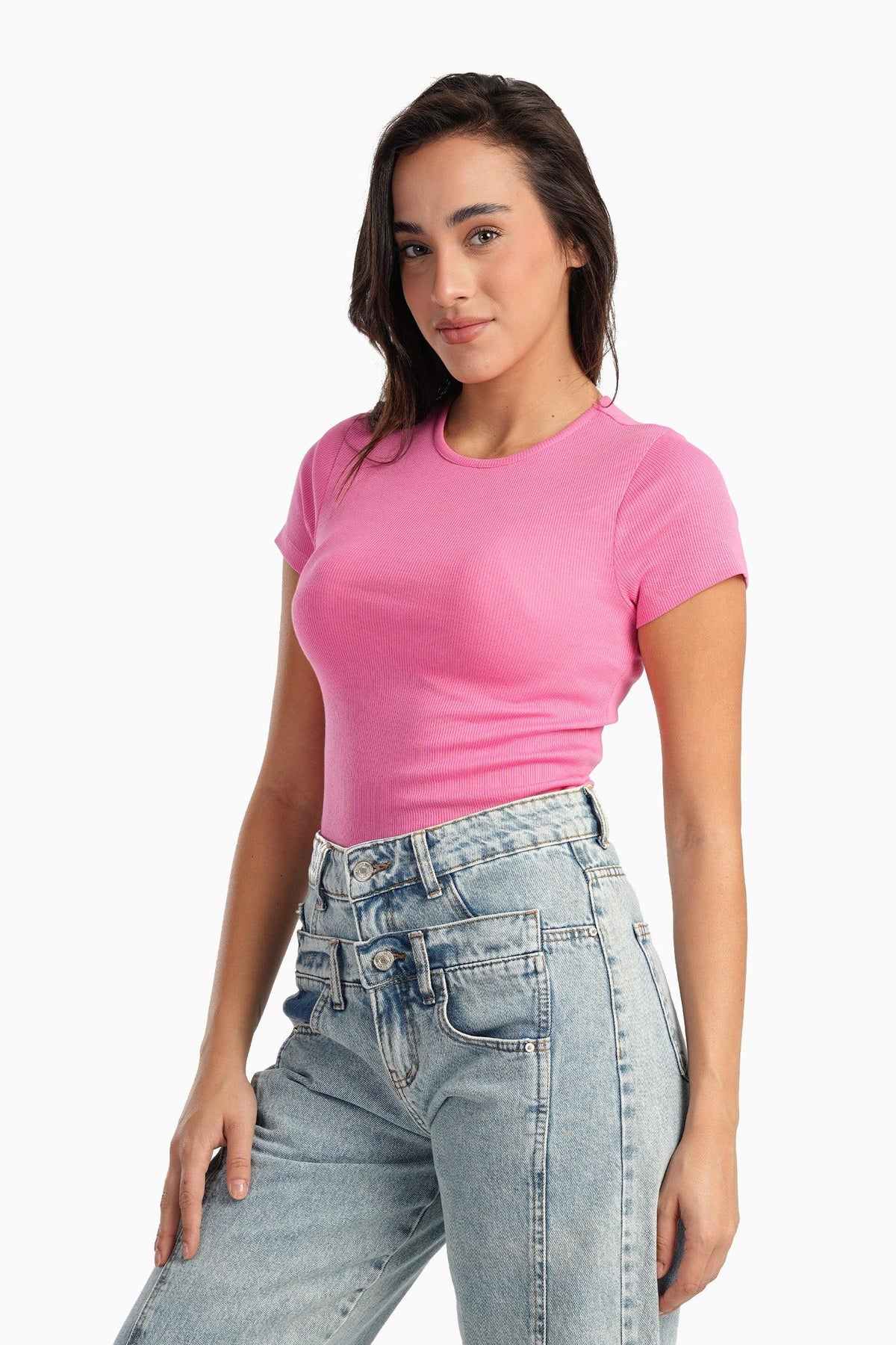 Ribbed Round Neck Top