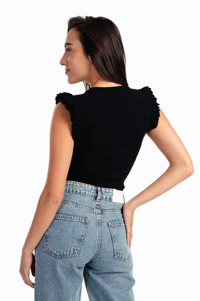 Ruffle Cap Sleeve Top