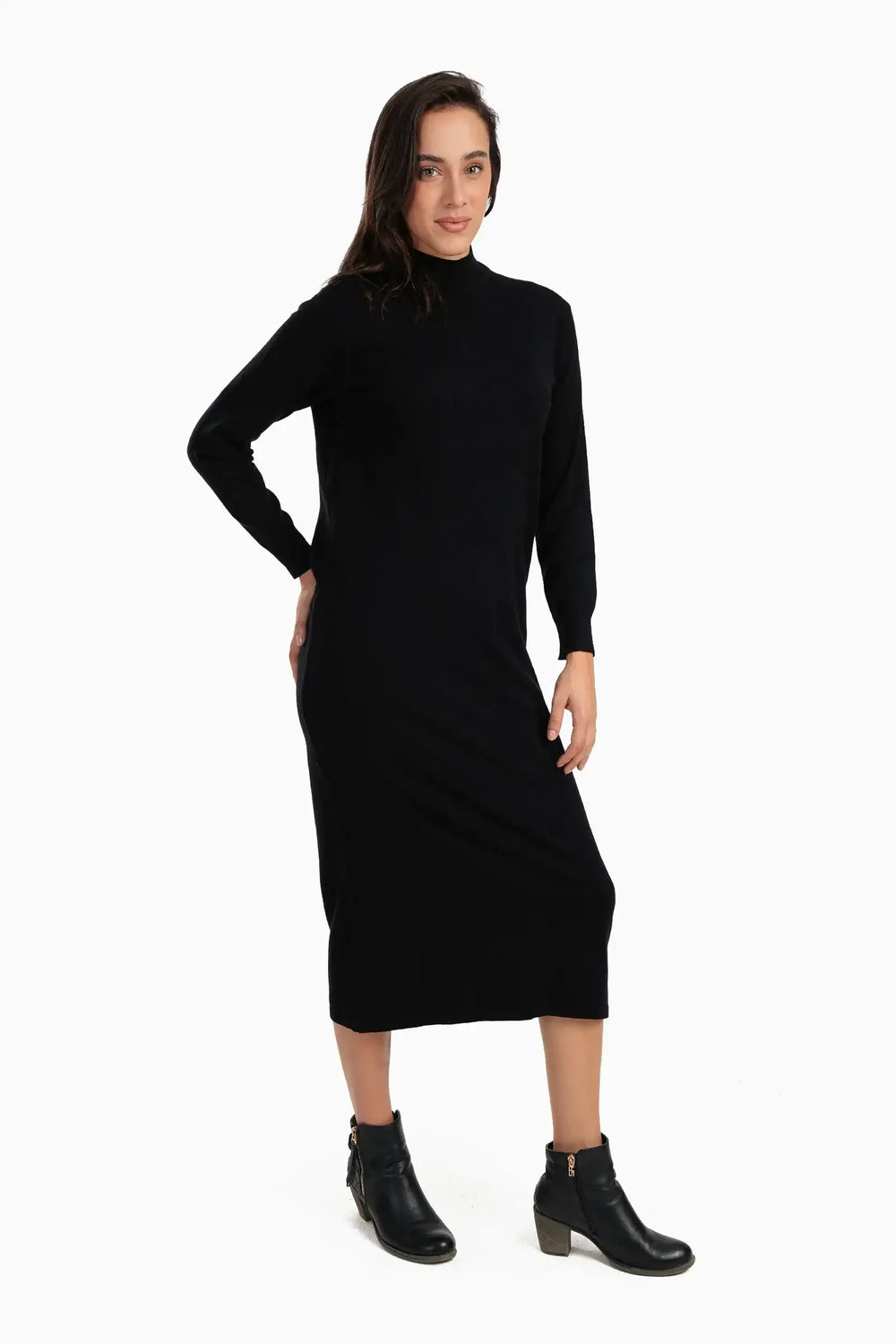 Ribbed High-Neck Dress