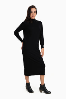 Ribbed High-Neck Trico Dress