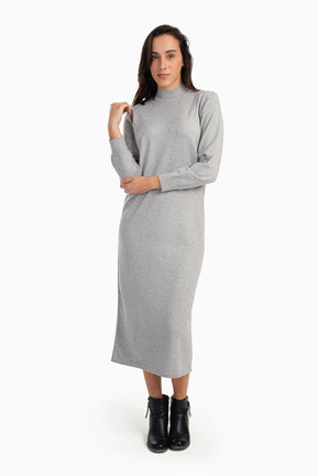 Ribbed High-Neck Trico Dress