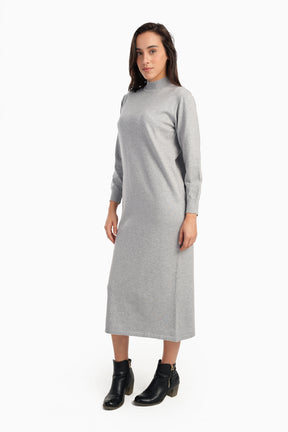 Ribbed High-Neck Trico Dress