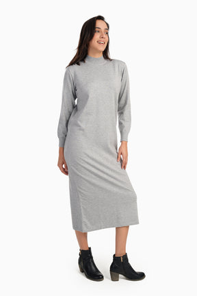 Ribbed High-Neck Trico Dress