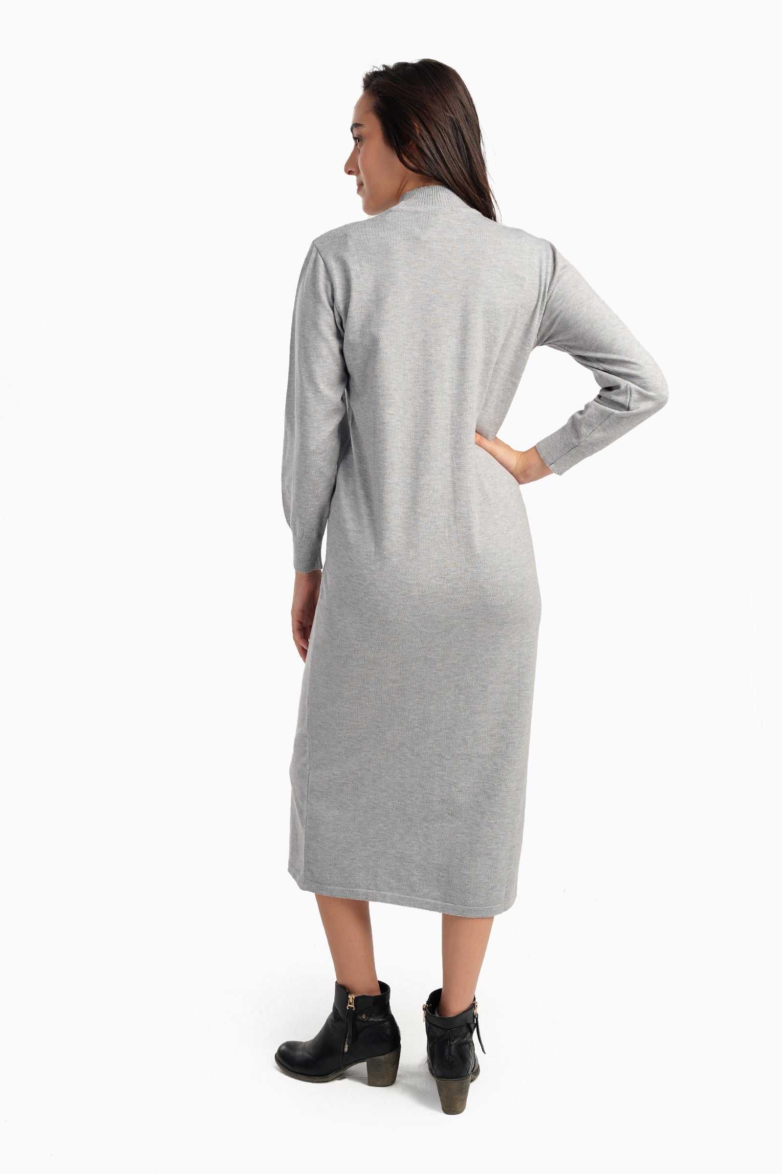 Ribbed High-Neck Trico Dress