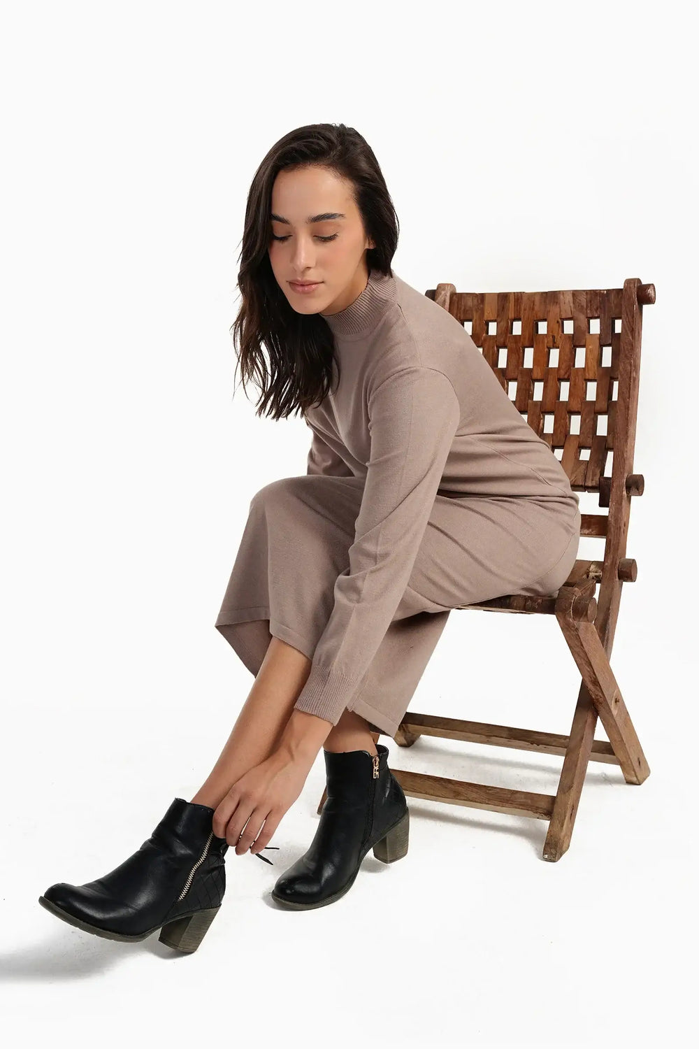 Ribbed High-Neck Dress