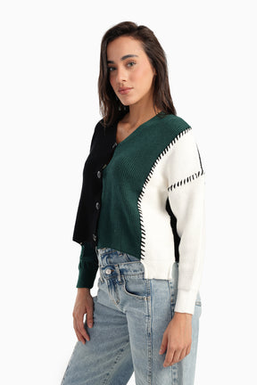 Wool Tritone Knitted Cardigan