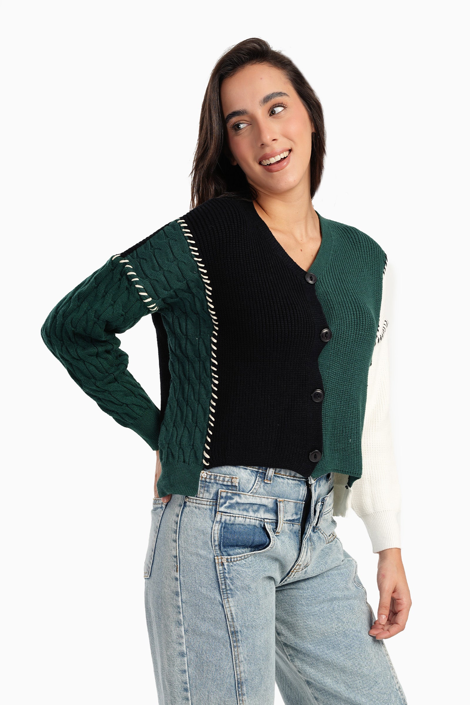 Wool Tritone Knitted Cardigan