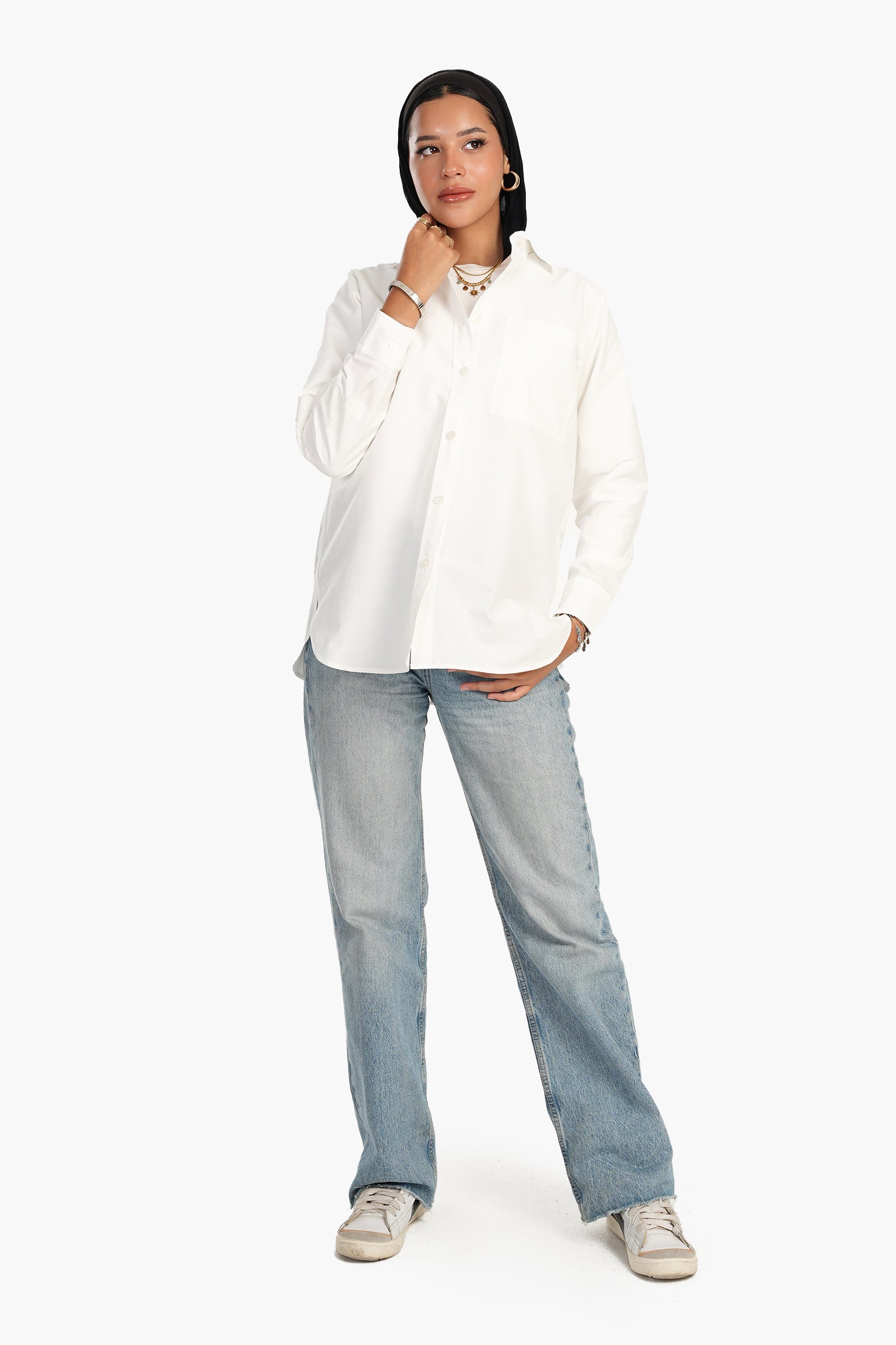 Cotton Blend Button-Down Shirt