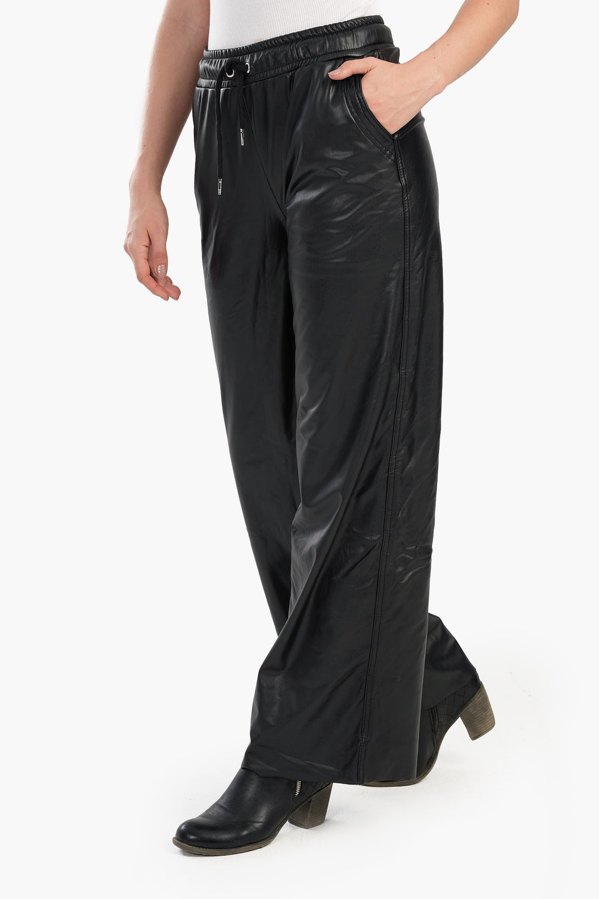 Leather Pants with Elastic Waist