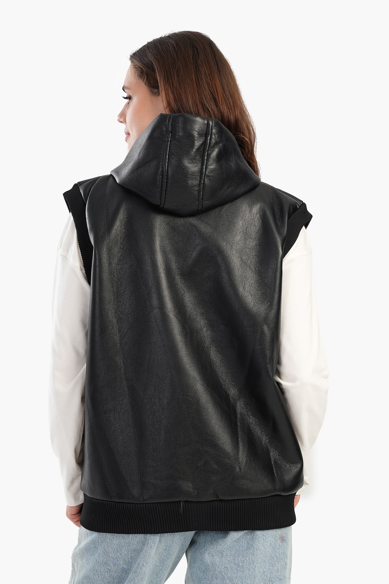 Leather Vest with Full Zipper