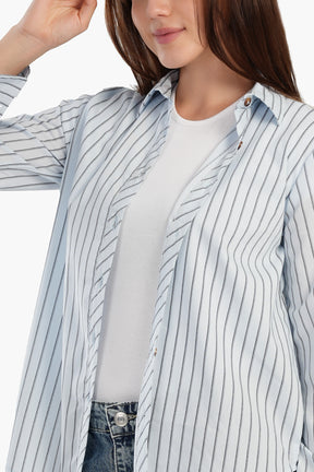 Poplin Blue Striped Shirt