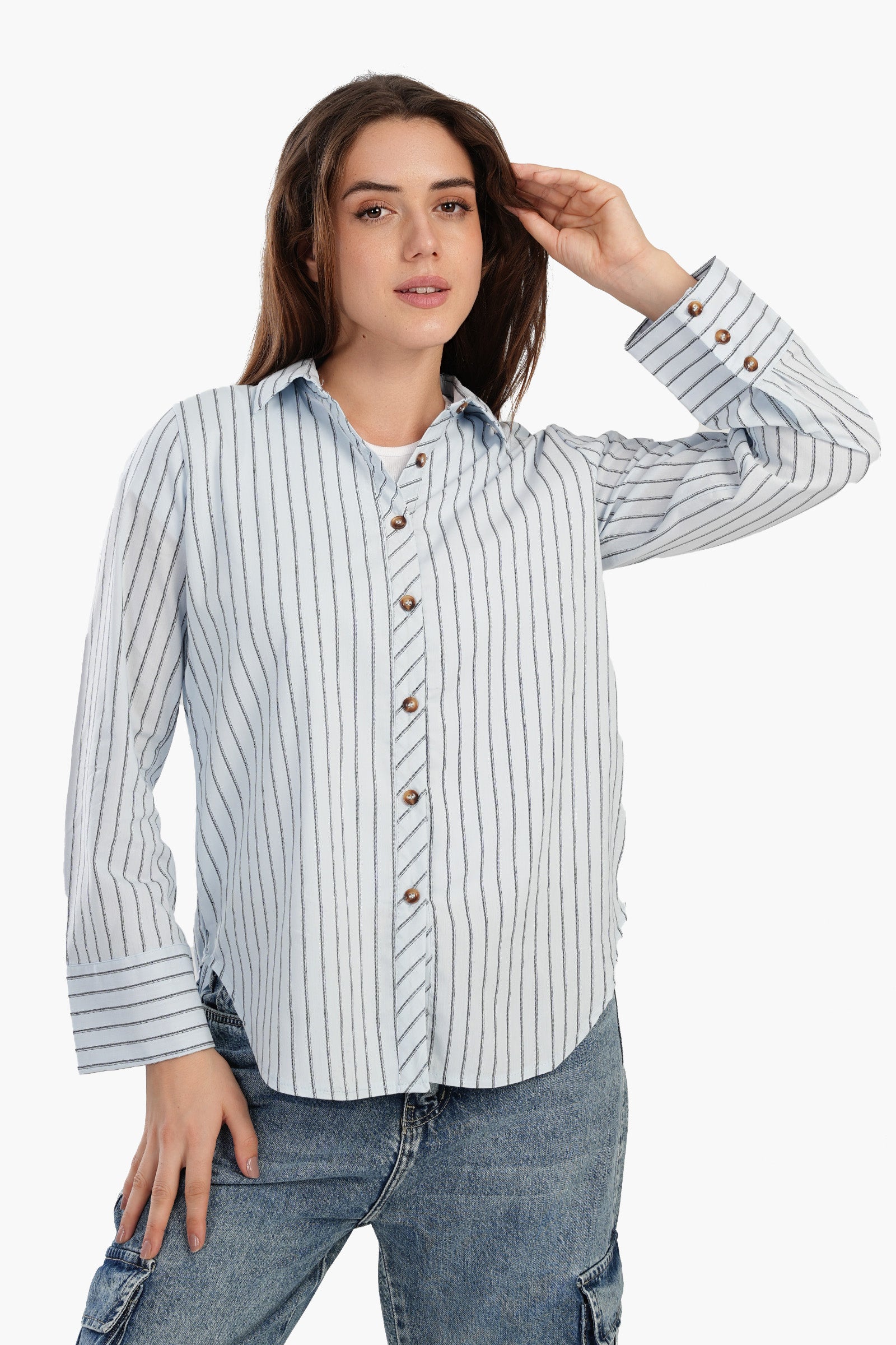 Poplin Blue Striped Shirt