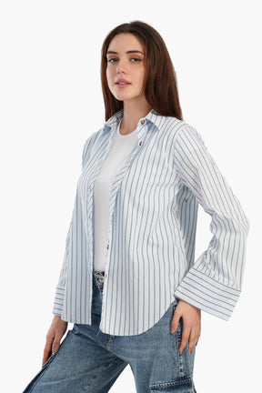 Poplin Blue Striped Shirt