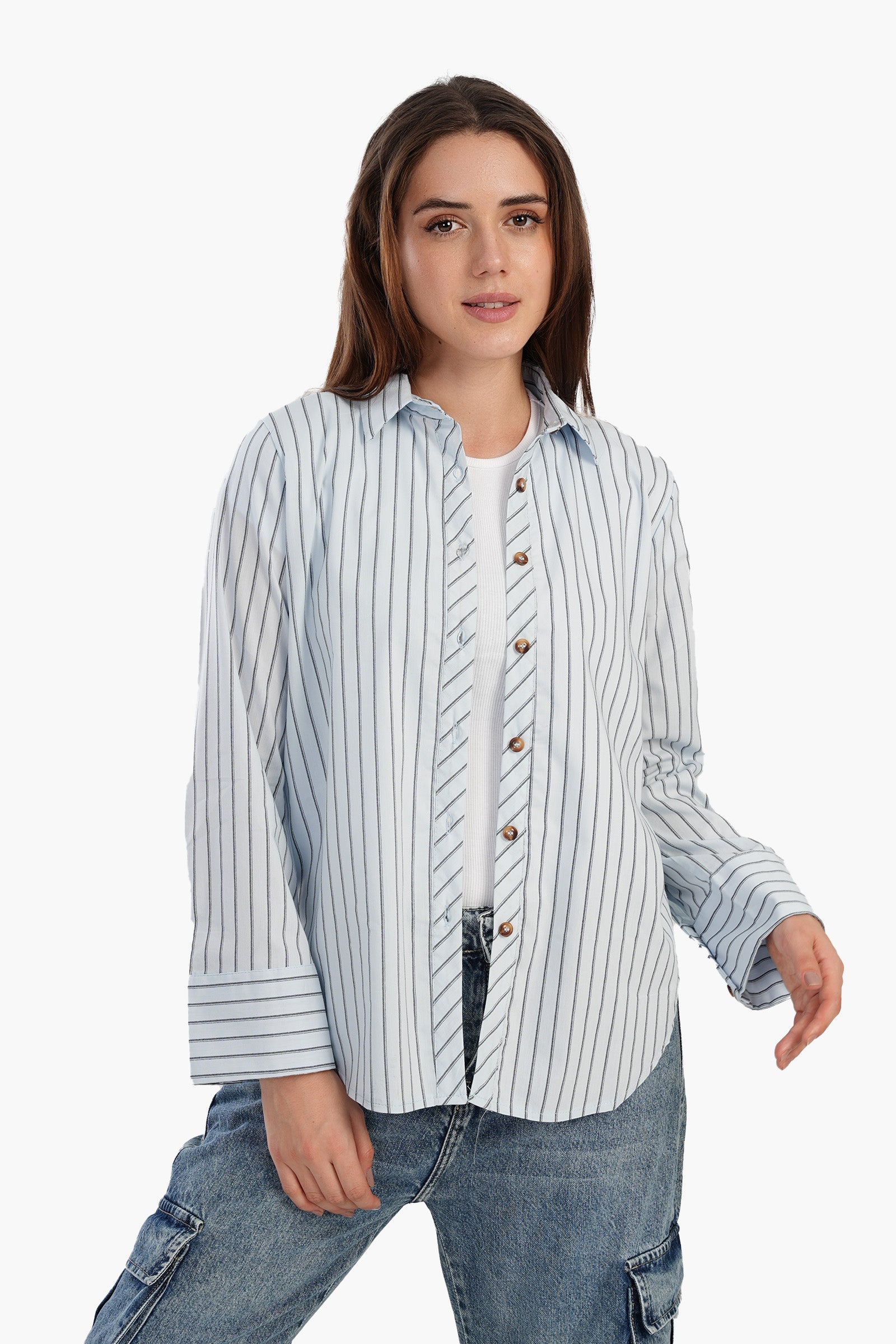 Poplin Blue Striped Shirt