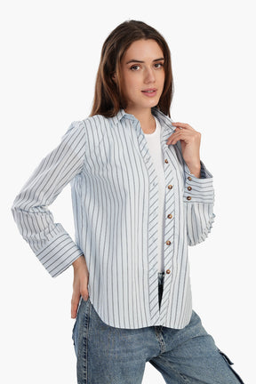 Poplin Blue Striped Shirt