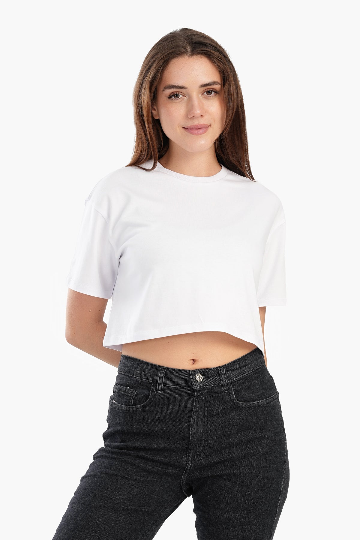Trendy Cropped Half-Sleeve Top