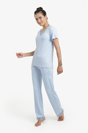 Pyjama Set with Lace Edges
