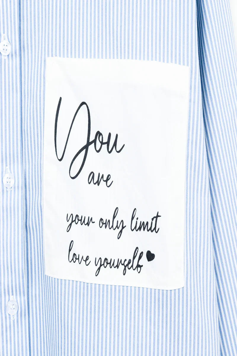 Striped Shirt with Printed Pocket