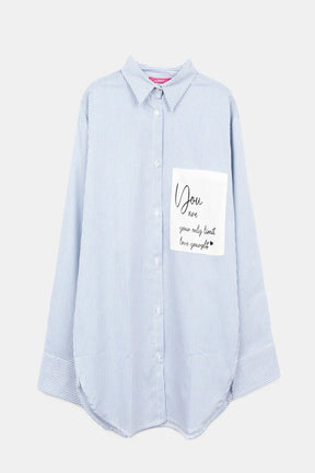 Striped Shirt with Printed Pocket