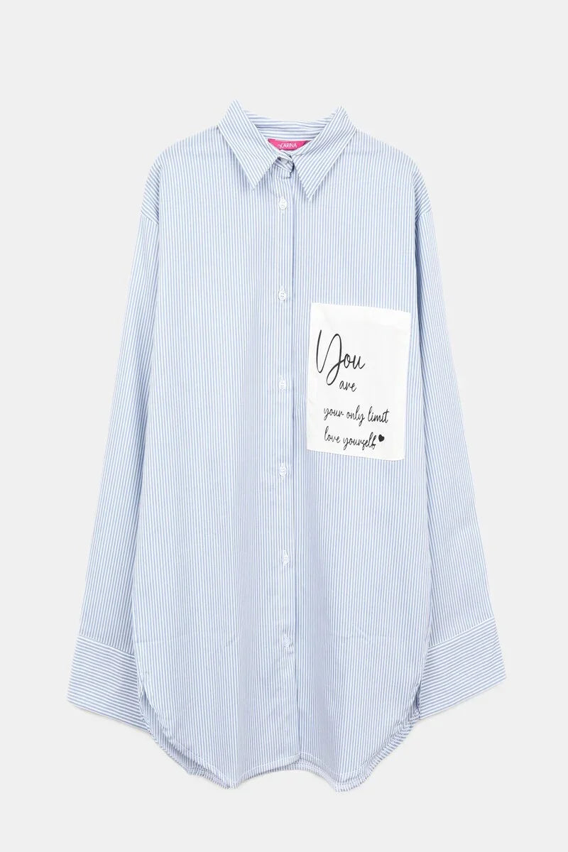 Striped Shirt with Printed Pocket