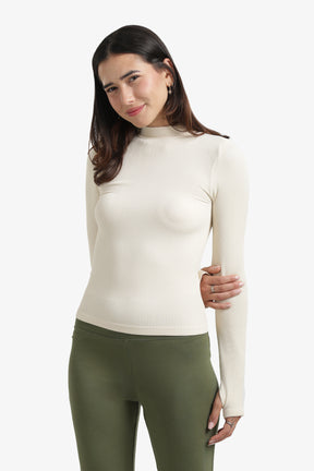 High Neck Top with Thumbhole