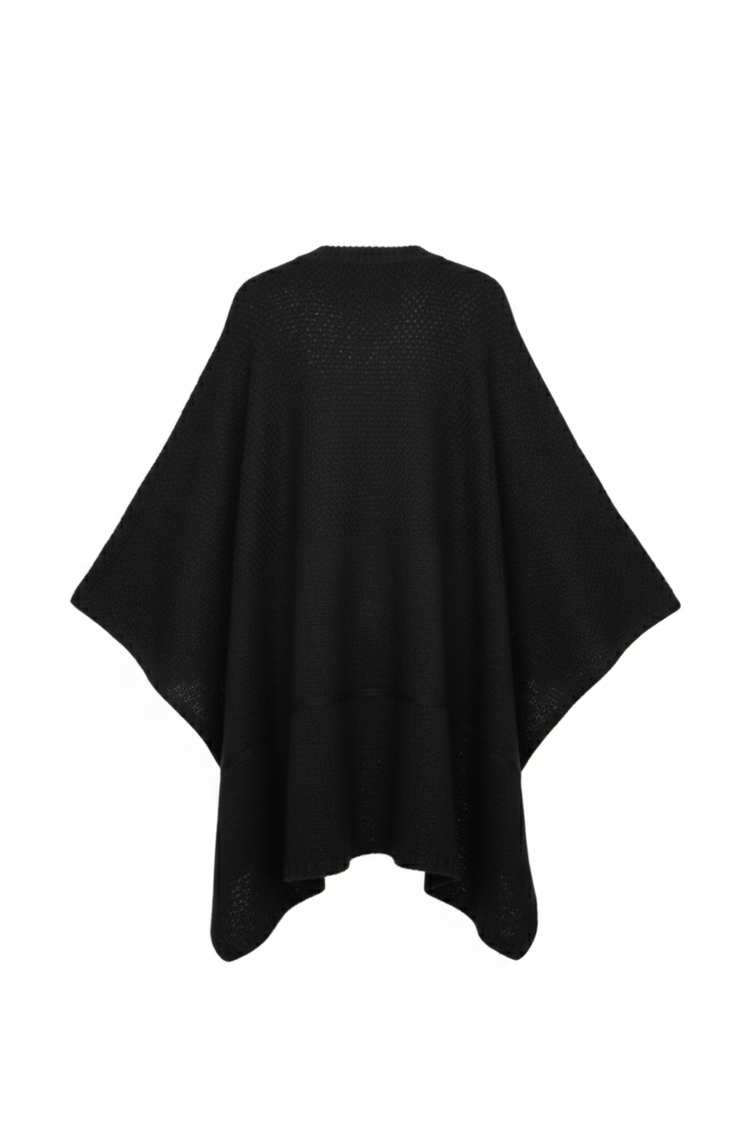 Asymmetrical Buttoned Poncho