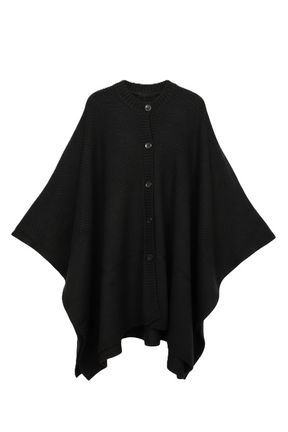 Asymmetrical Buttoned Poncho