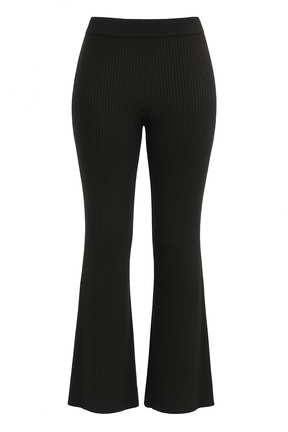 بنطلون تريكو مضلع بقصة واسعة 