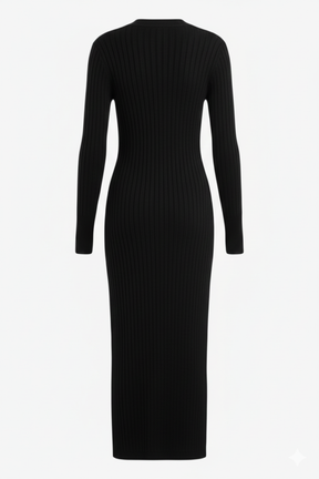 Ribbed Button-Up Midi Dress