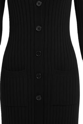 Ribbed Button-Up Midi Dress
