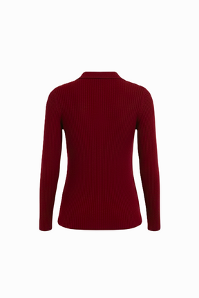 Ribbed Pullover with Collar