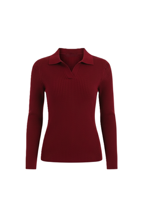 Ribbed Pullover with Collar