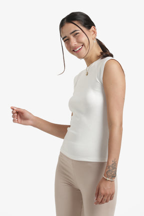 Ribbed Cap Sleeves Top