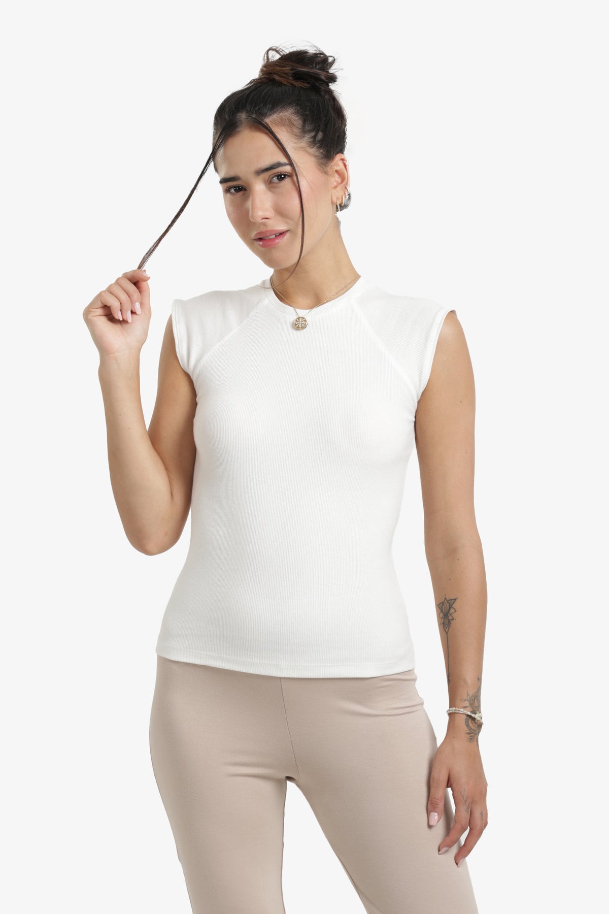 Ribbed Cap Sleeves Top