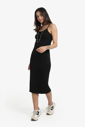 Plain Slim Fit Midi Dress
