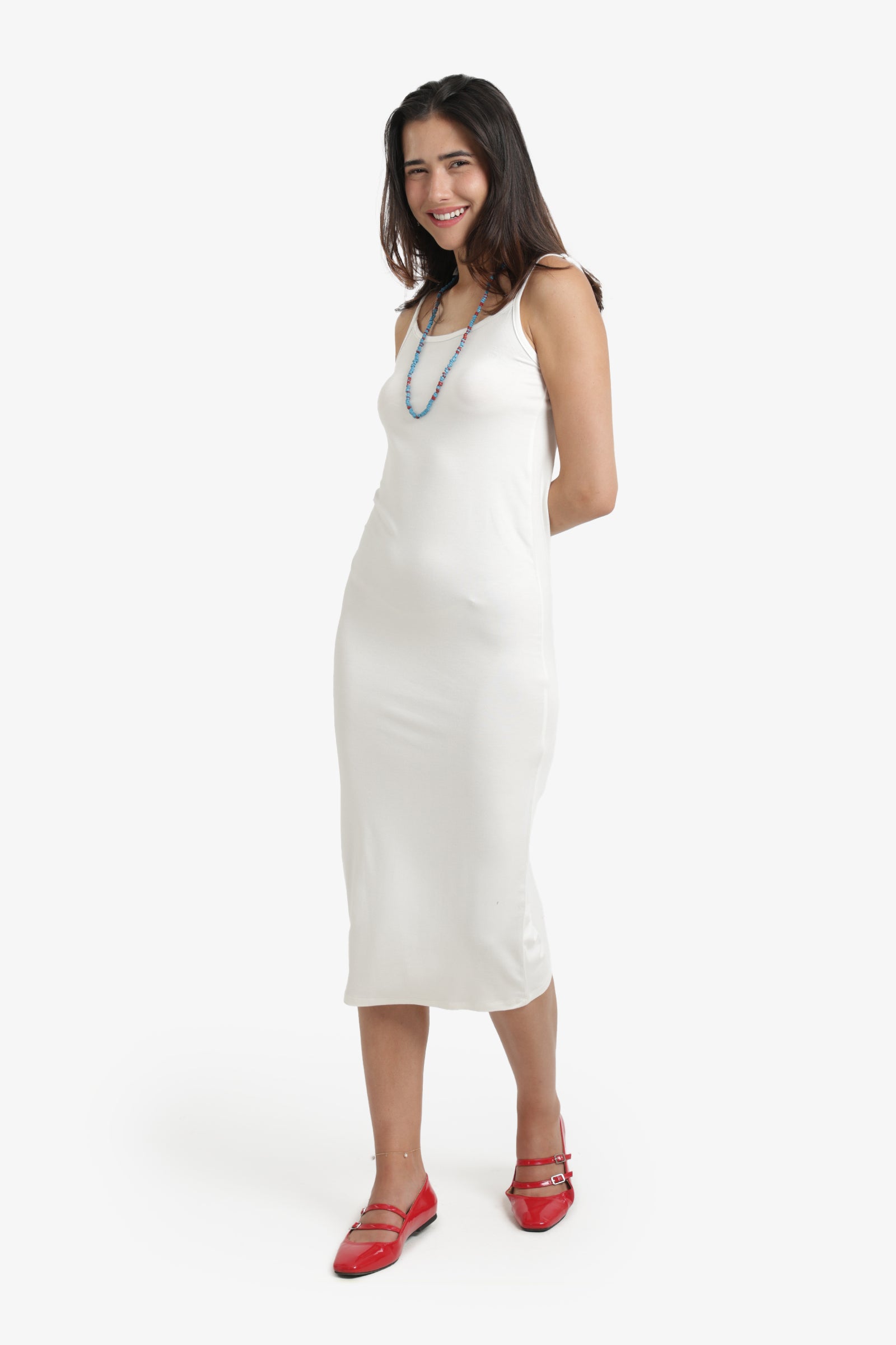 Plain Slim Fit Midi Dress